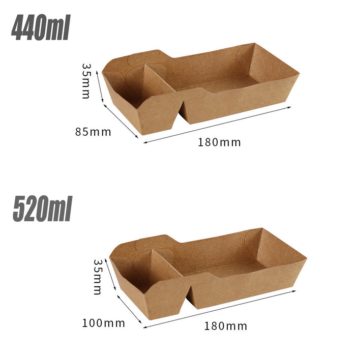 125pcs Eco-Friendly Kraft Paper Snack Boxes Dual Compartment Lunch Food Tray