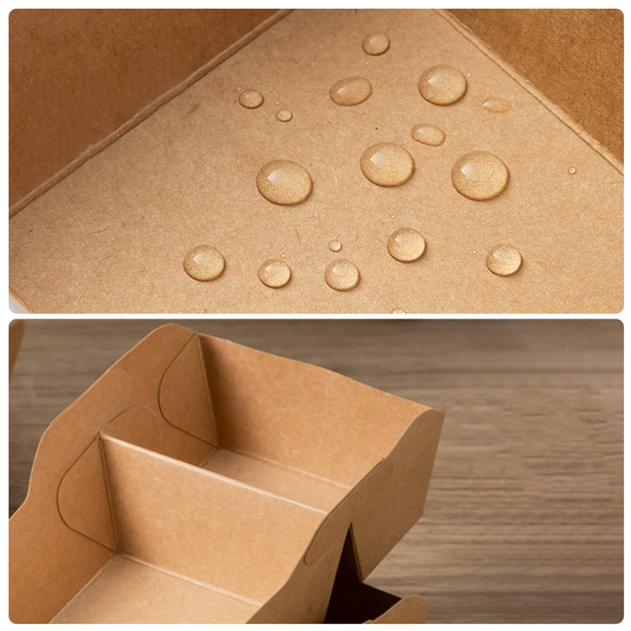 125pcs Eco-Friendly Kraft Paper Snack Boxes Dual Compartment Lunch Food Tray