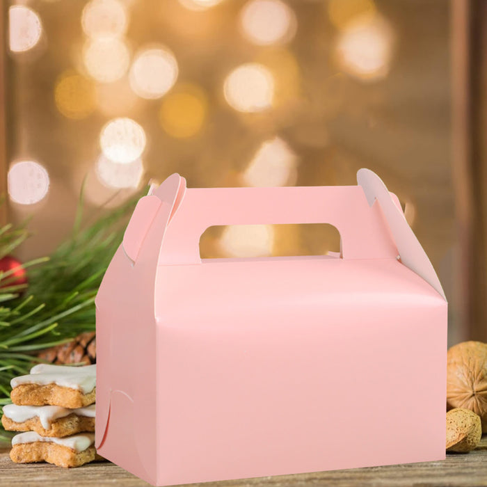 50 Pcs Handheld Pastry Boxes Cardboard Bakery Cake Carry Boxes in Pink or Silver