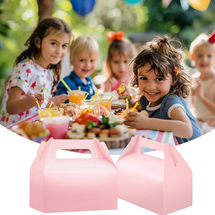 50 Pcs Handheld Pastry Boxes Cardboard Bakery Cake Carry Boxes in Pink or Silver