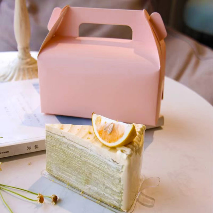 50 Pcs Handheld Pastry Boxes Cardboard Bakery Cake Carry Boxes in Pink or Silver
