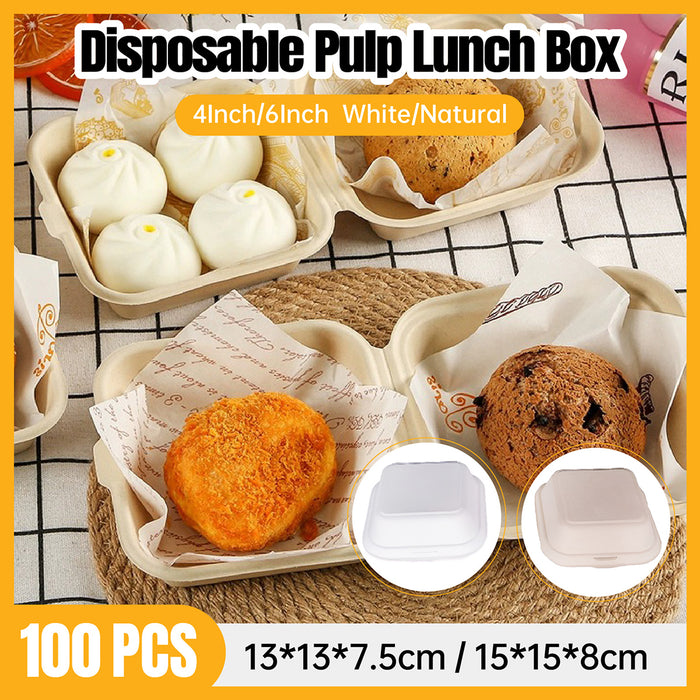 100Pcs Eco-Friendly Dessert Tiramisu Boxes Biodegradable Pulp Food Containers