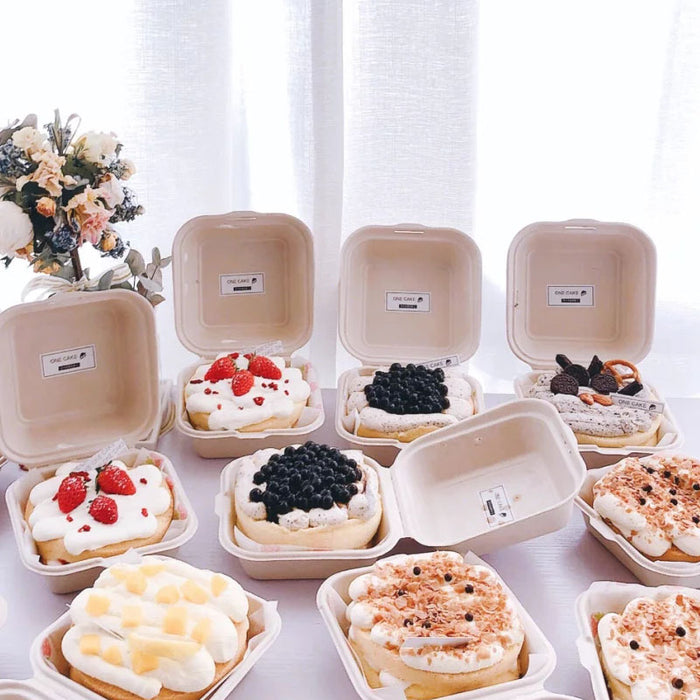 100Pcs Eco-Friendly Dessert Tiramisu Boxes Biodegradable Pulp Food Containers