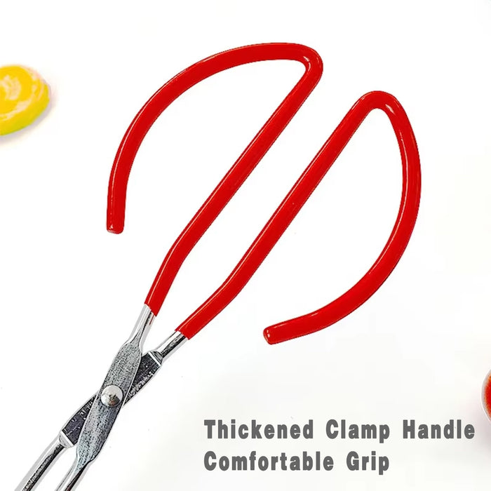 Stainless Steel Taco Clip with Mesh Oil Draining Red Handle