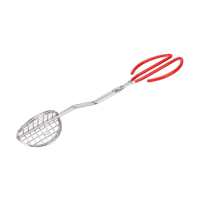 Stainless Steel Taco Clip with Mesh Oil Draining Red Handle