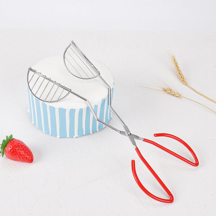 Stainless Steel Taco Clip with Mesh Oil Draining Red Handle