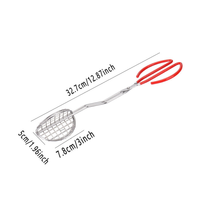 Stainless Steel Taco Clip with Mesh Oil Draining Red Handle