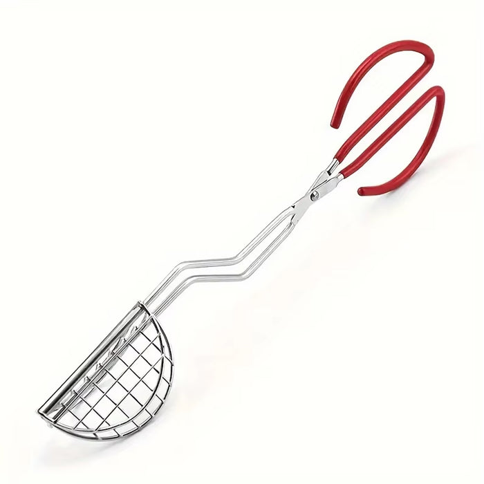 Stainless Steel Taco Clip with Mesh Oil Draining Red Handle