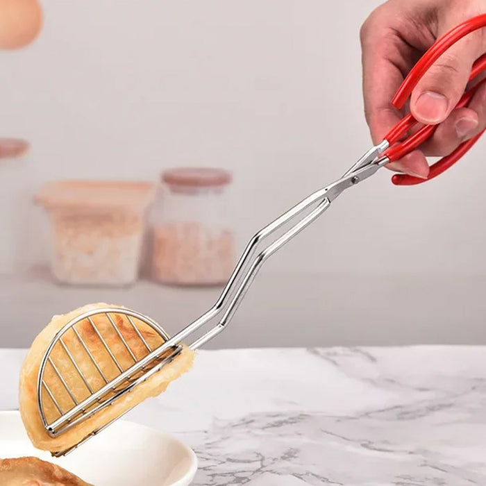 Stainless Steel Taco Clip with Mesh Oil Draining Red Handle