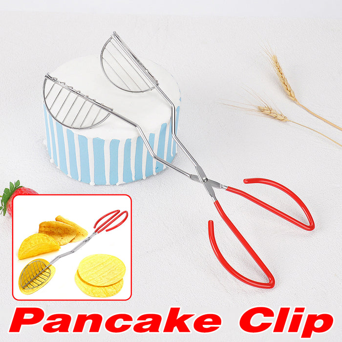 Stainless Steel Taco Clip with Mesh Oil Draining Red Handle