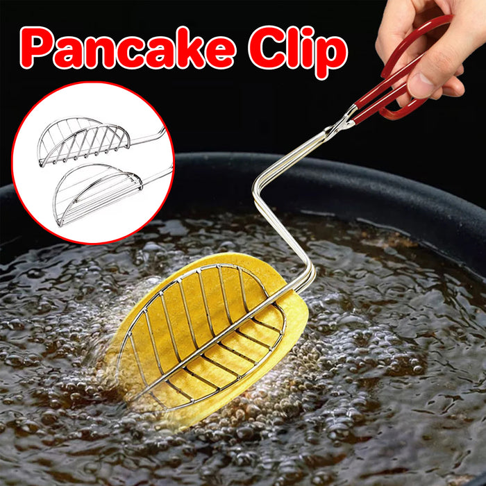 Stainless Steel Taco Clip with Mesh Oil Draining Red Handle