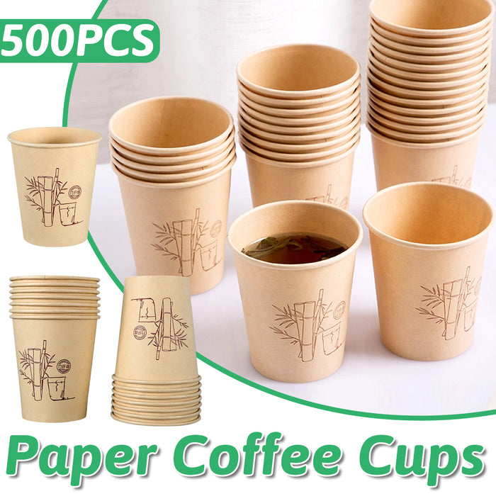 500 Pcs Disposable Paper Coffee Cups 9oz Bamboo Pulp Leak Proof