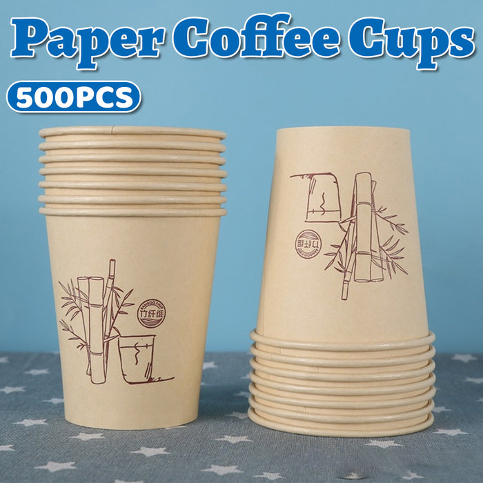 500 Pcs Disposable Paper Coffee Cups 9oz Bamboo Pulp Leak Proof
