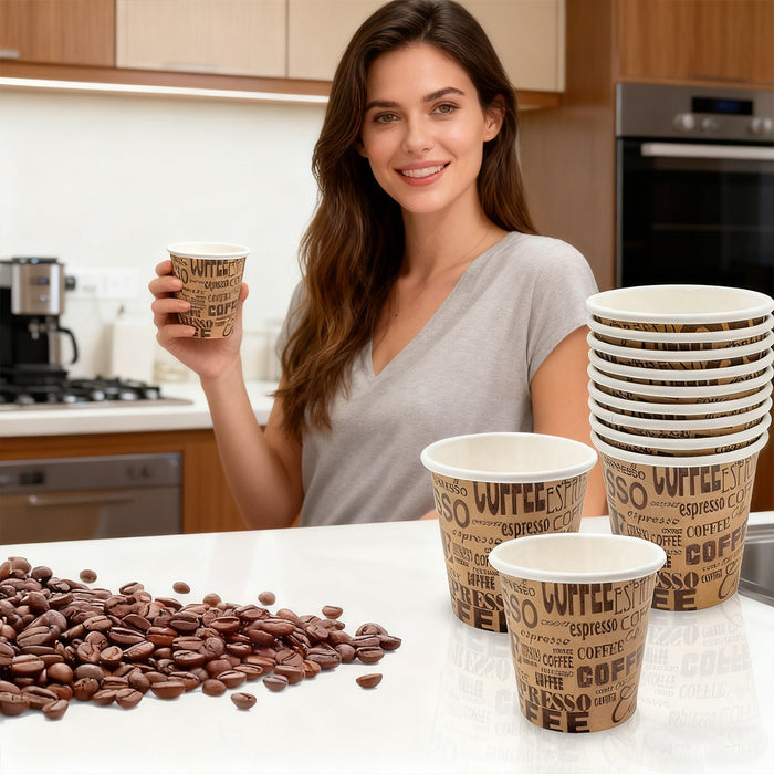 300 Pcs 50ml Mini Disposable Paper Cups Coffee Print