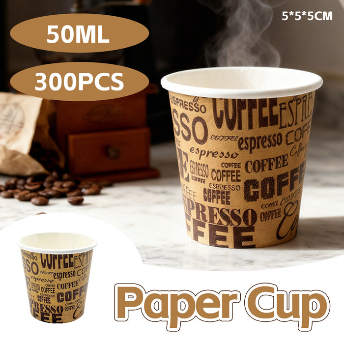 300 Pcs 50ml Mini Disposable Paper Cups Coffee Print