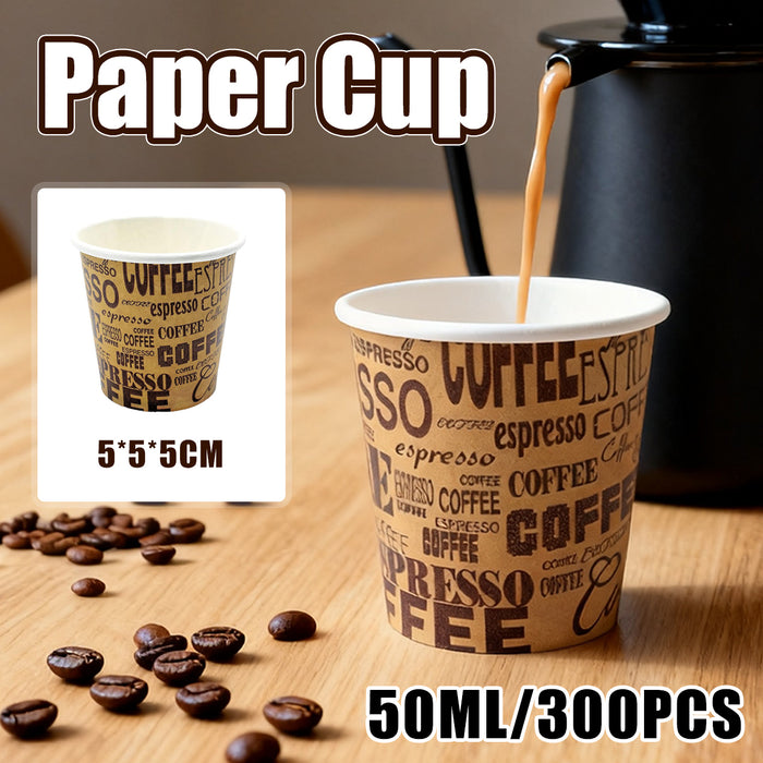300 Pcs 50ml Mini Disposable Paper Cups Coffee Print