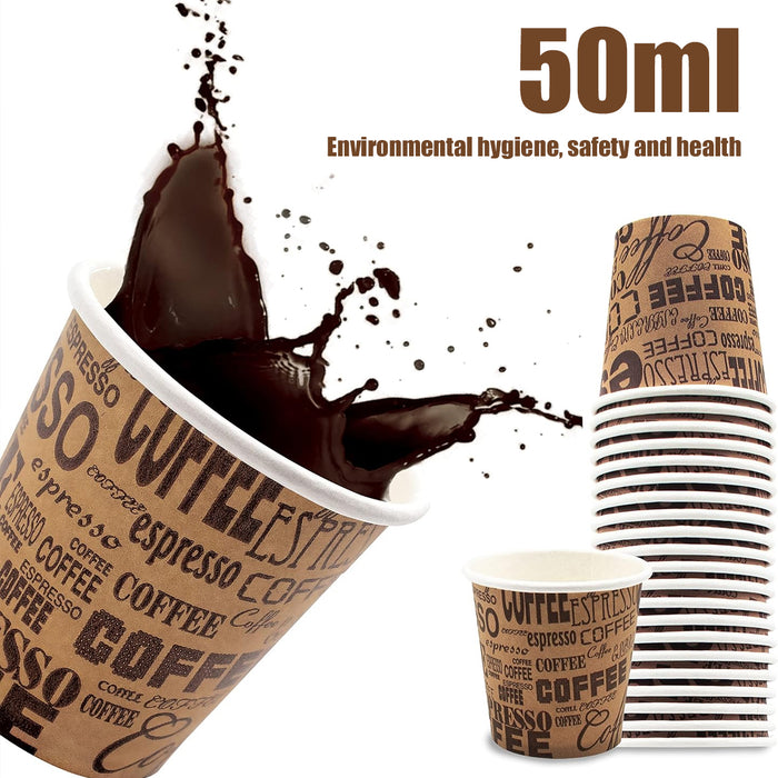 300 Pcs 50ml Mini Disposable Paper Cups Coffee Print