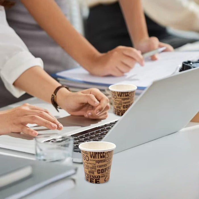 300 Pcs 50ml Mini Disposable Paper Cups Coffee Print