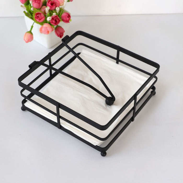 2pcs Black Wrought Iron Napkin Holder