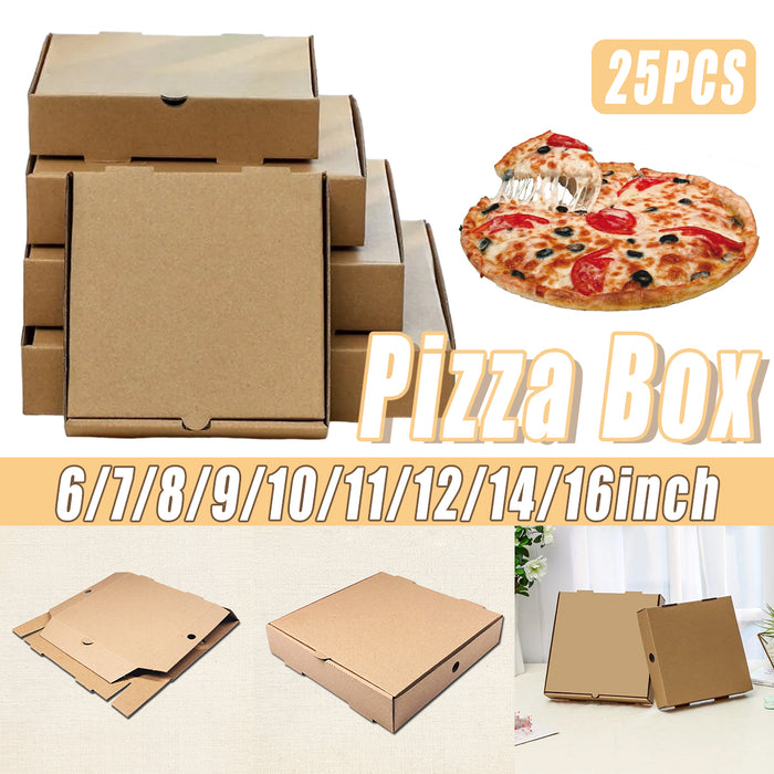 25PCS Pizza Boxes – Durable Corrugated Takeaway Packaging
