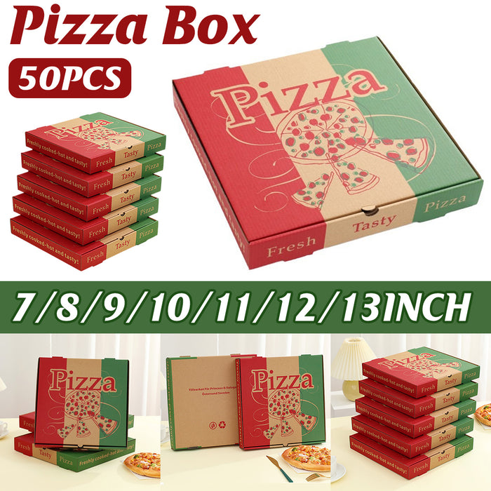 50 Pcs Pizza Packing Box with Foil Lining Recyclable Cardboard 7 to 13 inch