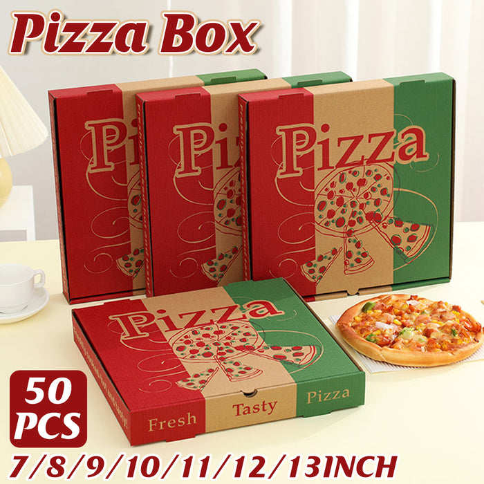 50 Pcs Pizza Packing Box with Foil Lining Recyclable Cardboard 7 to 13 inch