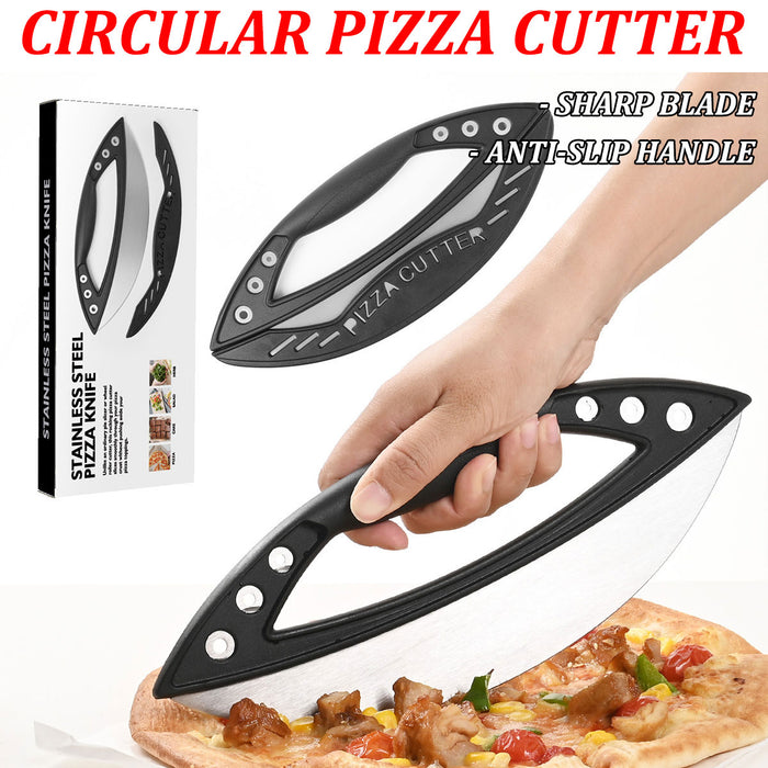 430 Stainless Steel Pizza Cutter with Protective Cover PP Handle 29.6 x 11.5 cm