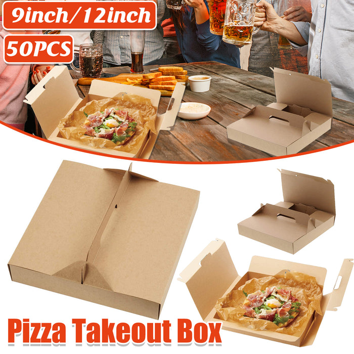 50pcs Degradable Kraft Paper Pizza Boxes – 9/12 Inch