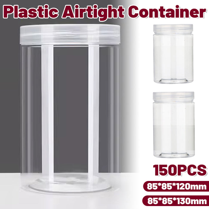 150 Pcs Clear PET Airtight Containers with Screw Lids