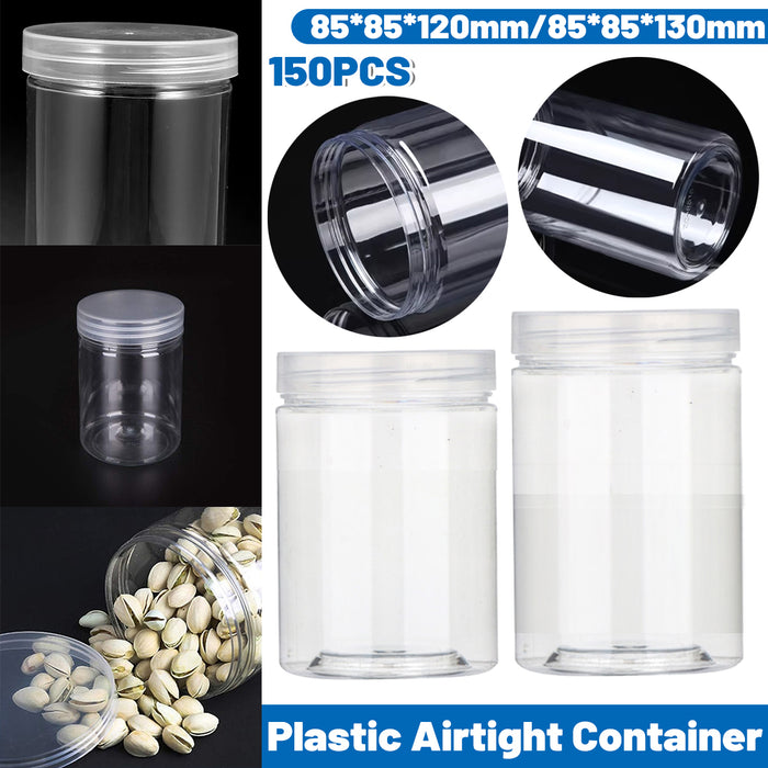 150 Pcs Clear PET Airtight Containers with Screw Lids