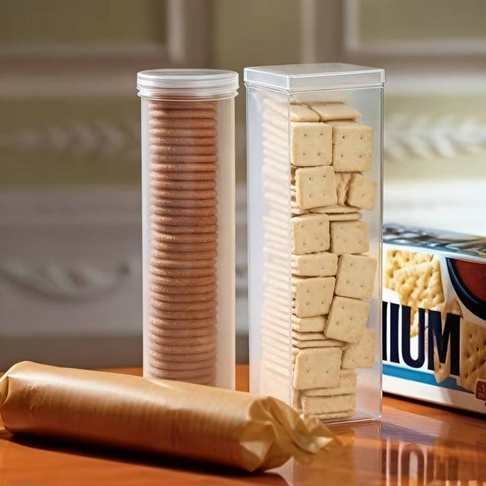 6 Pcs Transparent Airtight Cookie Snack Storage Jars Square or Round