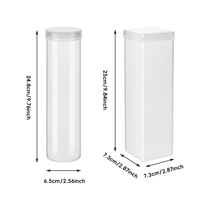 6 Pcs Transparent Airtight Cookie Snack Storage Jars Square or Round