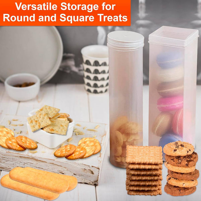 6 Pcs Transparent Airtight Cookie Snack Storage Jars Square or Round