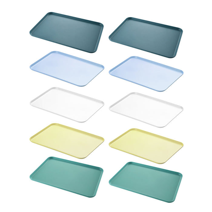 10 Pcs Wheat Straw Plastic Serving Tray 43 x 30.5 cm 5 Assorted Colors