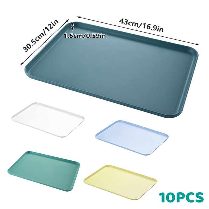 10 Pcs Wheat Straw Plastic Serving Tray 43 x 30.5 cm 5 Assorted Colors