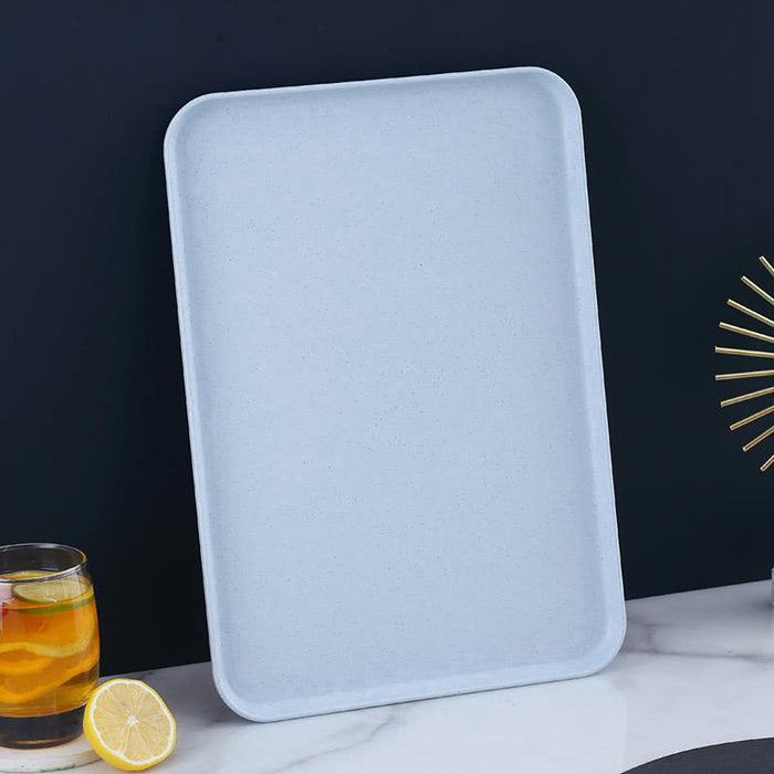 10 Pcs Wheat Straw Plastic Serving Tray 43 x 30.5 cm 5 Assorted Colors