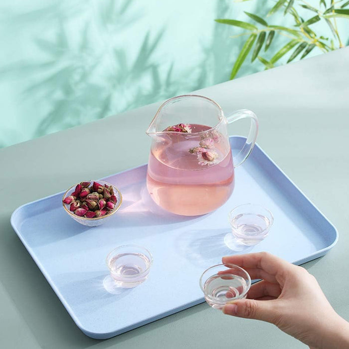 10 Pcs Wheat Straw Plastic Serving Tray 43 x 30.5 cm 5 Assorted Colors