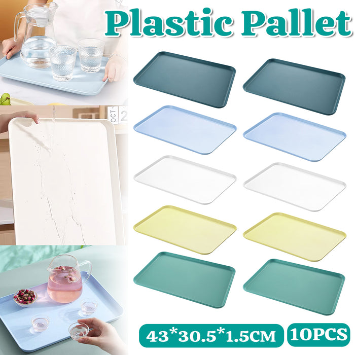 10 Pcs Wheat Straw Plastic Serving Tray 43 x 30.5 cm 5 Assorted Colors
