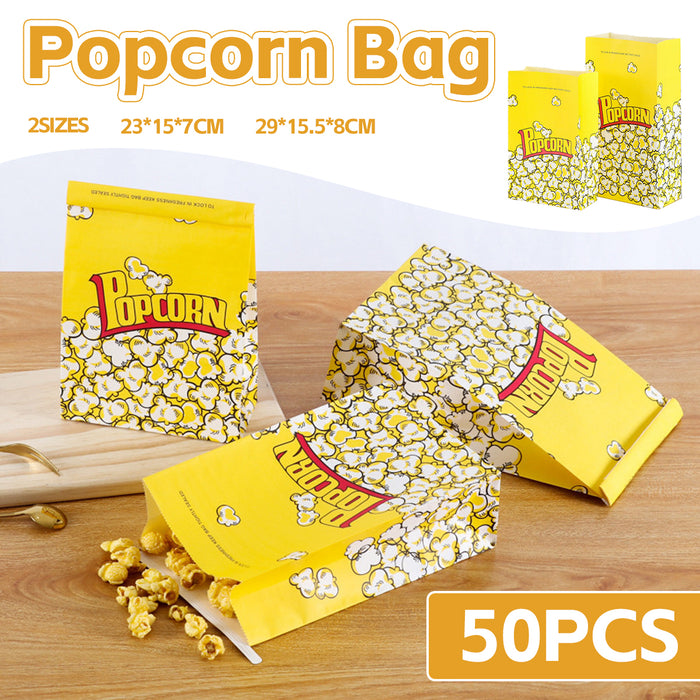 50 PCS Disposable Popcorn Bags Food-Grade Oil-Proof for Snacks Candy Takeaway