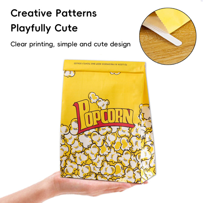 50 PCS Disposable Popcorn Bags Food-Grade Oil-Proof for Snacks Candy Takeaway