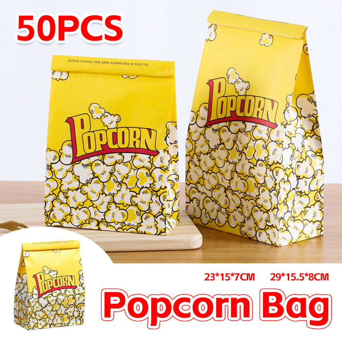 50 PCS Disposable Popcorn Bags Food-Grade Oil-Proof for Snacks Candy Takeaway