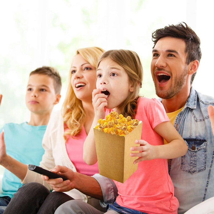 50 Pcs Food-Grade Kraft Paper Popcorn Boxes for Cinema and Party Snacks