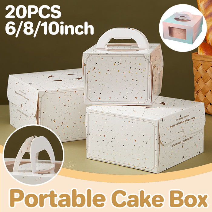 20 Pcs Portable Cake Box with Clear Window Handle 3 Sizes