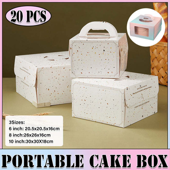 20 Pcs Portable Cake Box with Clear Window Handle 3 Sizes