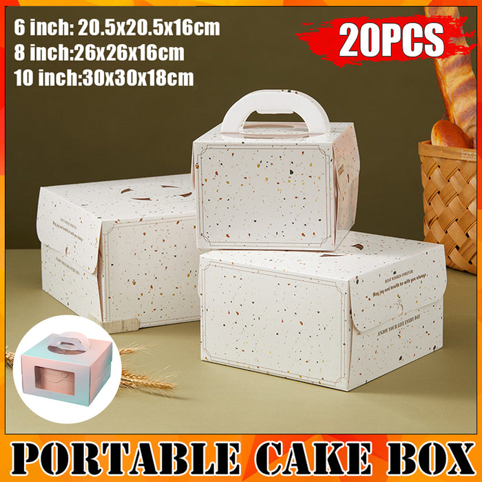 20 Pcs Portable Cake Box with Clear Window Handle 3 Sizes