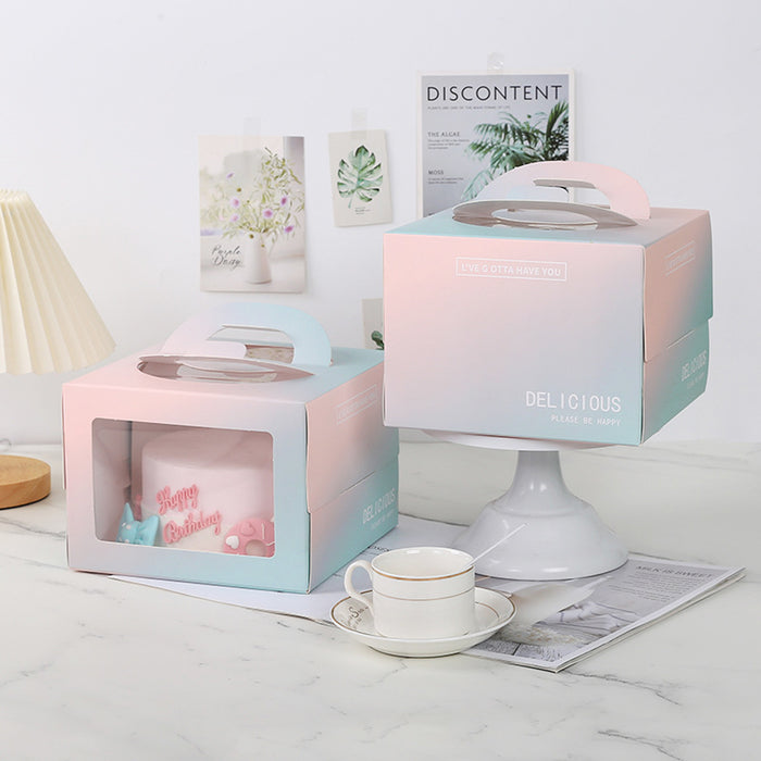 20 Pcs Portable Cake Box with Clear Window Handle 3 Sizes
