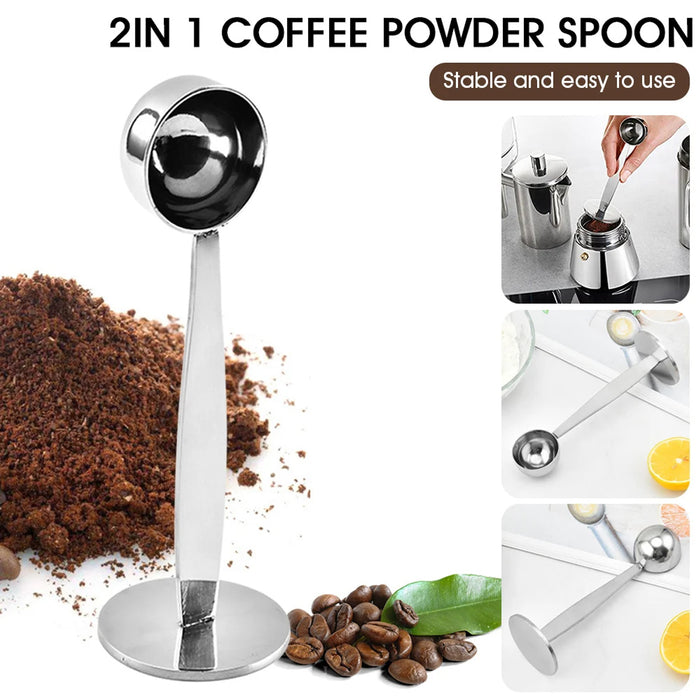 2-in-1 Coffee Measuring Spoon 15ml Stainless Steel Tamper