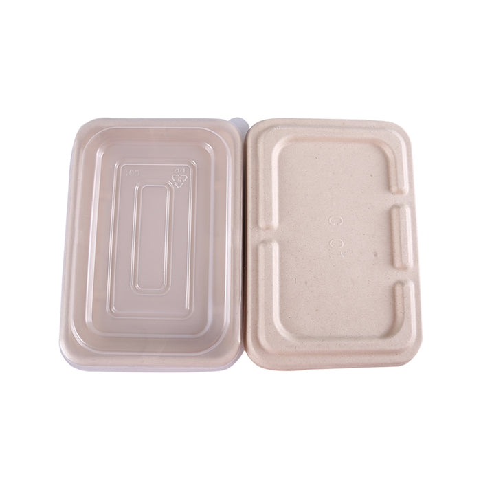 50 Pcs Square Biodegradable Pulp Lunch Boxes Leak-Proof Microwave Freezer Safe 650-950 ml