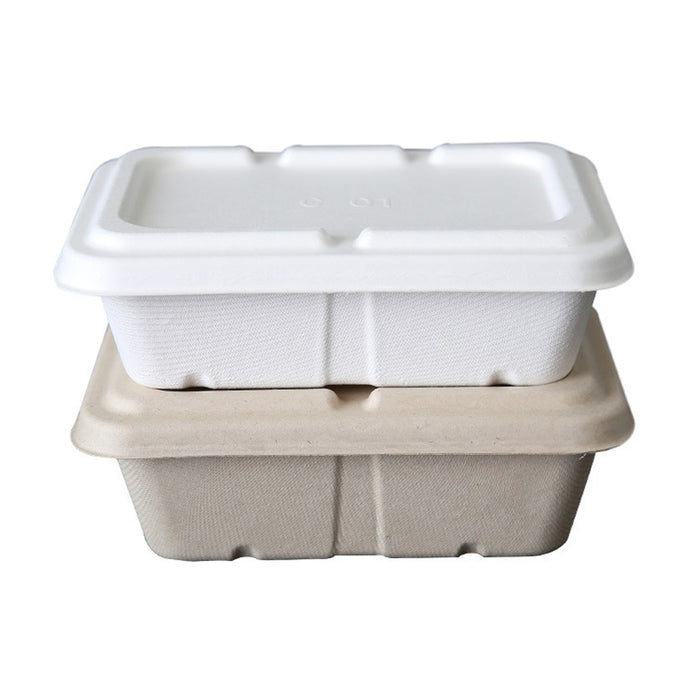 50 Pcs Square Biodegradable Pulp Lunch Boxes Leak-Proof Microwave Freezer Safe 650-950 ml