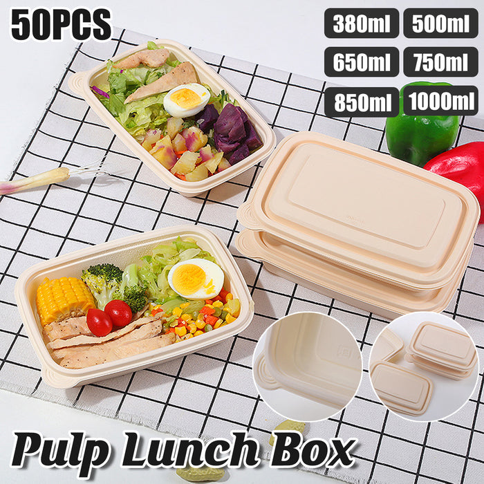 50Pcs Corn Starch Lunch Boxes Biodegradable Takeout Food Containers